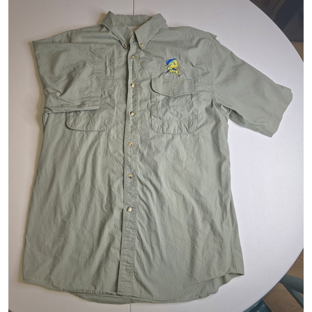 COOSA COUNTY CLOTHIERS Men's Large Green Shirt Sleeve Fishing Shirt Vented -1086 - Picture 3 of 6